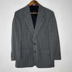 Burberry Vintage Men's Gray Black Striped Wool Blazer No Size Union USA